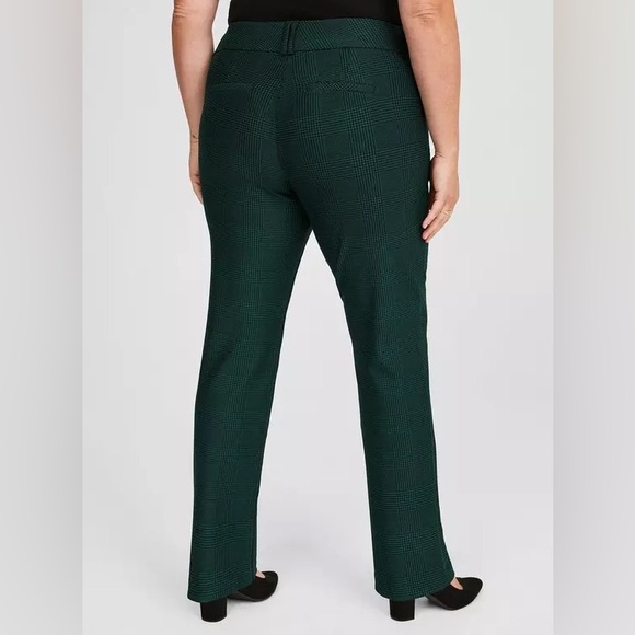 Studio By Torrid 20 R Glen Plaid Green Trouser Straight Ponte Pants Plus Holiday - Picture 3 of 7